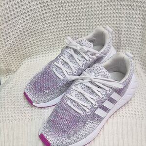 Adidas Women's Knit White and Pink Sneakers